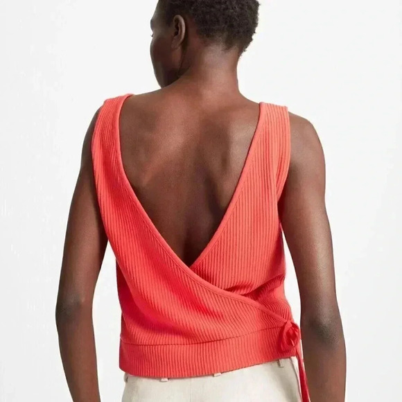 NWT Club Monaco Women's Red Bintelle Top Sleeveless Top XS Wrap Knit - Picture 3 of 8